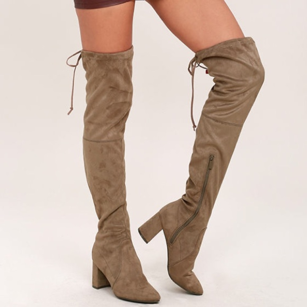 Anita Taupe Suede Over the Knee Boots
